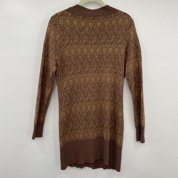 Alberto Makali Cardigan Sweater Button Front V Neck Patterned Brown Metallic L - Picture 5 of 6